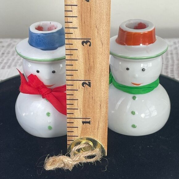 Set of 2 || Vintage ceramic candle stick holders || Snowmen candle holders - Picture 9 of 9